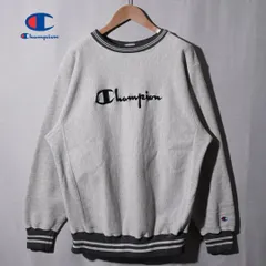 90s USA製 チャンピオン Champion リバースウィーブ REVERSE WEAVE スウェット L グレー ブラック 刺繍タグ 目あり ヴィンテージ Vintage ロゴ刺繍 古着 E5030