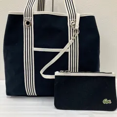9149　LACOSTE　ラコステ　トートバッグ　ハンドバッグ　大きめ　大容量　ブラック　黒　キャンバス　ポーチ付　レディース　メンズ　ユニセックス　大きめトート　大容量トート　シンプル　カジュアルのサムネイル