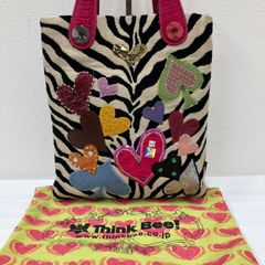 Think Bee!!ゼブラ柄 ハンドバッグ ポーチ ハート クロコ型押し - メルカリ