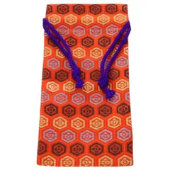 印鑑 袋 ハンコは付いておりません。印袋のみ 印守袋 朱色 亀甲 模様 巾着 おしゃれ プレゼントやギフトに！