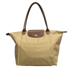 LONGCHAMP(ロンシャン) ショルダーバッグ ル・プリアージュオリジナル ベージュ×ブラウン 折りたたみ レザー