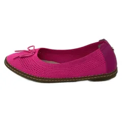 COLE HAAN(コールハーン) フラットシューズ 7 B レディース美品  - ピンク リボン コットン、レザー