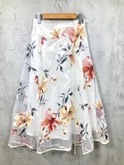tocco closet トッコクローゼット 186-194114 バックレースアップ オパールフラワープリント フレア スカート sizeM/マルチカラー ■■レディース