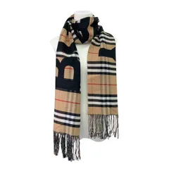 極美品 BURBERRY バーバリ マフラー  ノバチェック  カシミヤ バーバリロゴ ベージュ