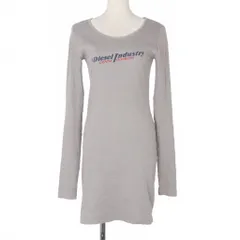 ディーゼル DIESEL カットソー ロゴワンピース ミニ丈 長袖 M 灰 グレー D-TANK-LS-IND 国内正規品