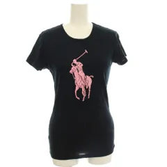 ラルフローレン RALPH LAUREN Tシャツ M 黒 ピンク ロゴプリント 半袖 ラウンドネック /JP