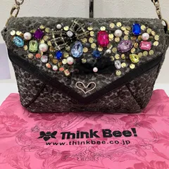 9146　Think Bee!　シンクビー！　トライベッカ　2way　チェーンバッグ　クラッチバッグ　ワンショルダーバッグ　ワンハンド　ワンショルダー　レディース　リボン　パール　ビジュー　ブラック　黒　グレー　ゴブラン織り　スパンコール