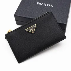 PRADA  プラダ カードケース コインケース サフィアーノトライアングル 1MC086 QHH レディース ユニセックス ブラック ボルドー ミニ財布 カードホルダー フラグメントケース
