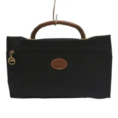 LONGCHAMP(ロンシャン) ハンドバッグ - 黒×ダークブラウン レザー