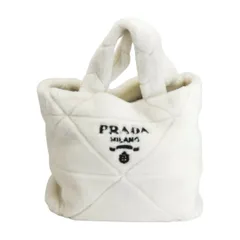 プラダ PRADA トートバッグ ムートン 羊革レザー ポーチ付き  ホワイト 1BG427V レディース F-YA1211