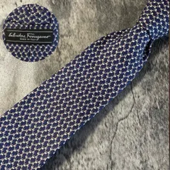 Salvadore Feragamo フェラガモ ネイビー シルク ネクタイ[MSE018]