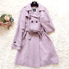 希少カラー　マックスマーラ　MAXMARA WEEKEND　ロングコート　トレンチコート　ダブル　ベルト付き　美シルエット　Aライン　ウール　38　M　ラベンダー　パープル　春カラー　ベルテッドコート　大人カジュアル　きれいめコーデ