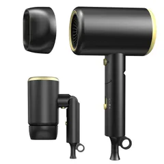 軽量 折り畳み式 高濃度マイナスイオン 速乾 1400W 恒温 ヘアケア 2025最新型 冷熱風 3段階風量調節 ノズル付き 大風量 コンパクト PSE認証済み どらいやー ドライヤー ヘアドライヤー (ブラック)