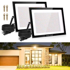 豪雨対応 高輝度 工場 省エネ IP66防水 体育館用 駐車場灯 倉庫照明 防犯灯 20000LM ナイター 2700K 船舶 屋外作業 看板灯 屋内屋外 設置可能 作業灯 BBQ用 2個セット】led投光器 夜間工事 5万時間点灯可能 電球色 13年間耐久度