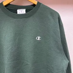 古着 L スウェット Champion チャンピオン ワンポイントロゴ ブランドロゴ 刺繍 クルーネック 緑 トレーナー