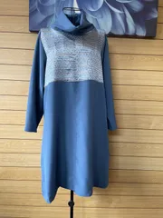 着物リメイク　絞り　色無地反物　ロールカラーチュニック