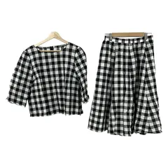 Leilian(レリアン) スカートセットアップ レディース美品  - 黒×白 チェック柄
