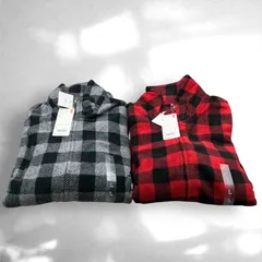F-015-340　未使用　ユニクロ (UNIQLO)　2着セット　ペア　プリントフリース   フルジップジャケット （長袖）  Red  Gray  100%ポリエステル    L  チェスト 96-104cm