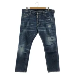 【中古】DSQUARED ダメージ加工 デニムパンツ サイズ50 紺[91]