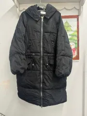 レディース ブラック MA-1ジャケット ルーズフィット ダウンジャケット ロング丈 オーバーサイズ 66 77 Fサイズ