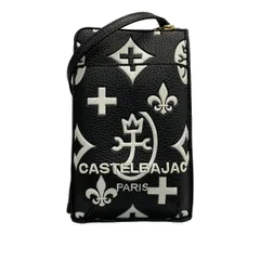 Castelbajac(カステルバジャック) ショルダーバッグ - 黒×白 +/スマホポシェット レザー