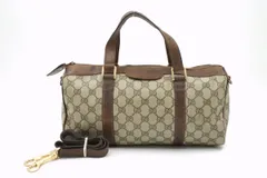 オールド グッチ ヴィンテージ 2way ミニボストン ショルダー ハンドバッグ トート GGプラス PVCレザー 茶 ブラウン GUCCI 5292h