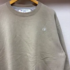 古着 2XL スウェット Champion チャンピオン ワンポイントロゴ ブランドロゴ 刺繍 クルーネック ベージュ