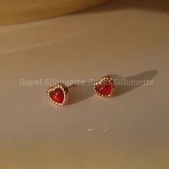 ピアス 耳飾り ハート レッド ゴールドカラー 金色 個性的 可愛い 大人可愛い シンプル レディース ジュエリー イベント パーティー 大人かわいい デイリー ガーリー フェミニン 個性的