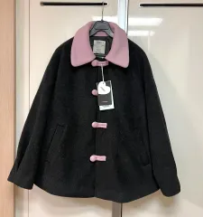 新品) KUOSE 핑크 カラ ベビードール ショートコート Aライン ハーフコート