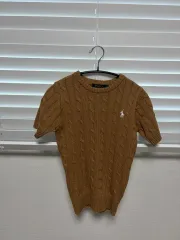ポロ ブラウン ケーブル 半袖 ニット