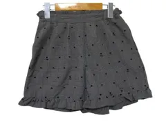 〇【極美品】メゾピアノ Mezzo Piano ショートパンツ かわいいハート刺繍 裾フリル ウエストゴム グレンチェック グレー  女の子 140サイズ ■管理番号L29795SSA26-260201-50（198）