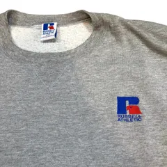 90s USA製 RUSEELL Sweat XXL GRAY ラッセル スウェット グレー 刺繍ロゴ 裏起毛 古着