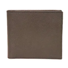 PRADA プラダ サフィアーノ コンパクト ウォレット グレーブラウン バイフォールド 札入れ カードケース コインケース ロゴ エンボス グラファイト 二つ折り財布 2M0738