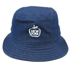 ビームスハート バケットハット ニューヨーク リンゴ 帽子 ブランド メンズ 59cmサイズ ネイビー BEAMS HEART 【中古】