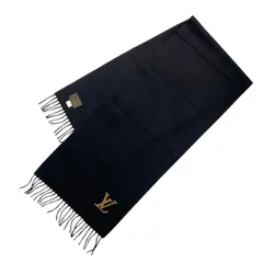 美品 LOUIS VUITTON ルイヴィトン マフラー カシミヤ ブラック LVロゴ