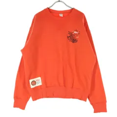 Reebok リーボック キャラクター刺繍 長袖 裏起毛 トレーナー S オレンジ LOONY TUNES コラボ メンズ 古着