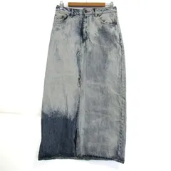 ジーナシス ロングスカート ボトムス デニムスカート ダメージ加工 レディース Mサイズ 白×青 JEANASiS 【中古】