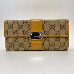 3465 GUCCI グッチ 長財布 GG イエロー レザー キャンバス GG Wホック