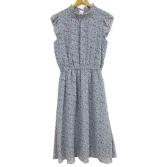 コンティニュエドナイスクラップ ワンピース トップス フリル 花柄 レディース Fサイズ 水色 continuer de NICE CLAUP 【中古】