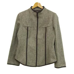 ヒロコビス ノーカラージャケット アウター ツイード ヒロココシノ レディース 11サイズ ダークブラウン HIROKO BIS 【中古】