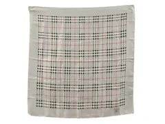 バーバリーズ Burberrys スカーフ 大判 シルク 絹 チェック柄 ライトグレー系