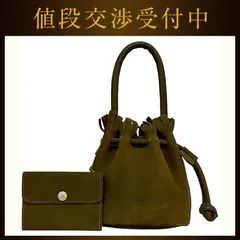 サルヴァトーレ フェラガモ ハンドバッグ 巾着 カーキ グリーン 21-BH