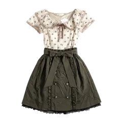 アクシーズファム axes femme ワンピース ノースリーブ タグ付き ドット リボン フリル  ベージュ系 カーキ系 Mサイズ 904074