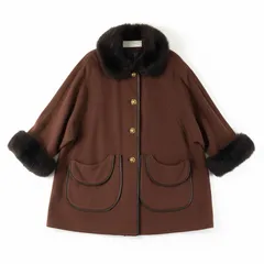 ニナリッチ NINA RICCI コート ゴールドボタン 襟元袖口ファー付 ポケット ブラウン 38サイズ 963374のサムネイル