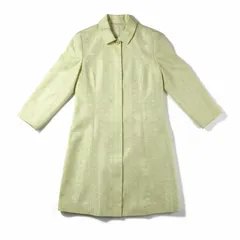 クレージュ Courreges コート スプリングコート ロング 薄手 ボタン 柄模様 イエロー系 9ARサイズ 990986