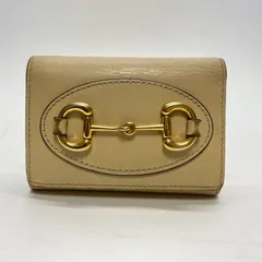 3458 GUCCI グッチ 三つ折り財布 ホースビット ベージュ レザー ファスナー欠損