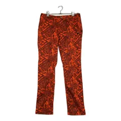 中古 メンズ フィラゴルフ FILA GOLF パンツ L オレンジ系 裏起毛 総柄 防寒