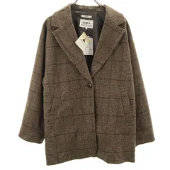 未使用 niko and... ニコアンド チェック柄 ウーリーテック ジャケット L ブラウン レディース 古着