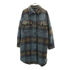 ZARA ザラ チェック柄 ロングコート S ネイビー レディース 古着