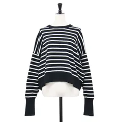 【美品】JOURNAL STANDARD ジャーナルスタンダード ニット ブラック ホワイト サイズ:FREE | 23秋冬 コットン スムース ボーダー プルオーバー / CRADUS ニット クロップド丈 | トップス セーター【レディース】【中古】